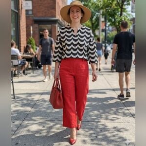 Marimekko X Uniqlo Black & White Wave-Print Top